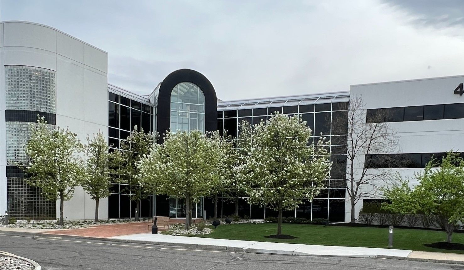 A building with trees in front of it